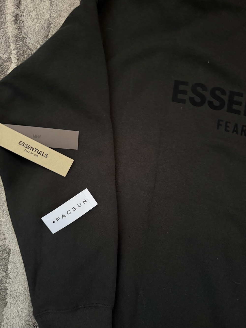 Essentials Black Pullover Hoodie with Chest Logo - Picture 3 of 8